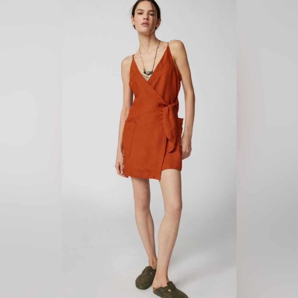 Urban Outfitters Wrap Me Up Linen Mini Dress - Picture 2 of 11